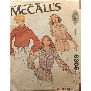 Vintage McCalls 6305 Misses Blouse Sewing Pattern Size 14 Bust 36 1978 Design